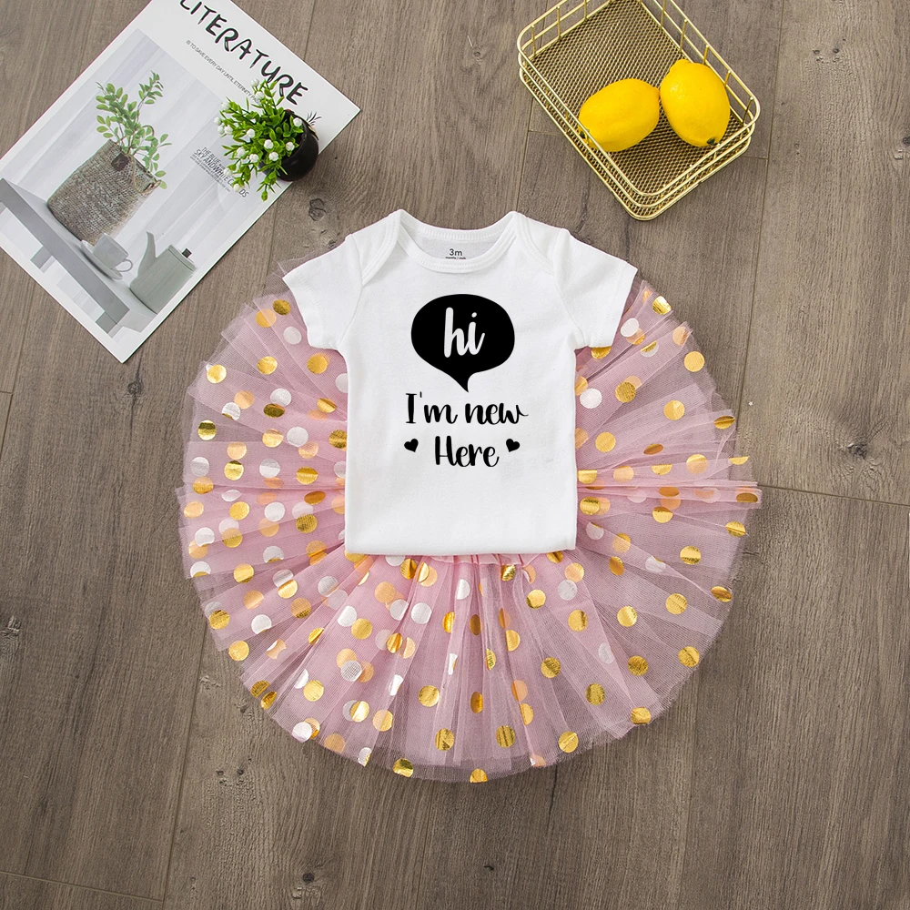 Newborn Casual Clothing Set Hi I'm New Here 2Pcs Baby Toddler Girls Tutu Skirt + Short Sleeve Romper Clothes Outfits
Newborn Casual Clothing Set Hi I'm New Here 2Pcs Baby Toddler Girls Tutu Skirt + Short Sleeve Romper Clothes Outfits