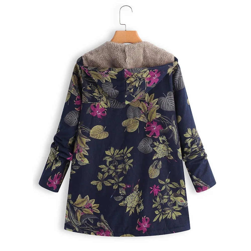 SAGACE Parkas Clothing Jacket Womens Retro Oversized 5XL Winter Warm Floral Print Hooded with Pocket femme clothes A30107 | Женская