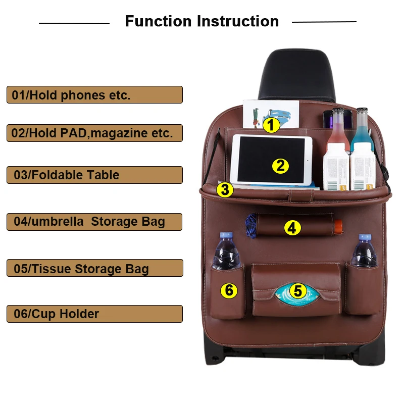 2pcs Car Seat Back Organizer Pu Leather Pad Bag Car Storage Organizer Foldable Table Tray Travel Storage Bag Auto Accessories
2pcs Car Seat Back Organizer Pu Leather Pad Bag Car Storage Organizer Foldable Table Tray Travel Storage Bag Auto Accessories
