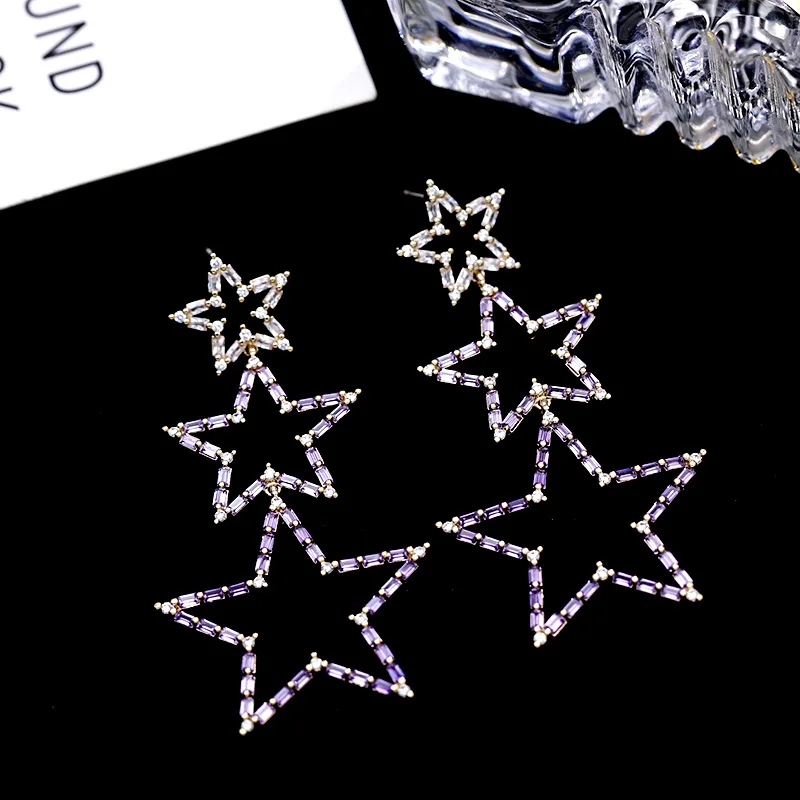 New Fashion Delicate Crystal Star Temperament Long Metal Exaggerated Women Drop Earrings Creative Jewelry
New Fashion Delicate Crystal Star Temperament Long Metal Exaggerated Women Drop Earrings Creative Jewelry