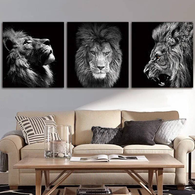 black and white animal canvas painting lion's looking up roaring picture for livingroom sofa background wall art decor Poster
black and white animal canvas painting lion's looking up roaring picture for livingroom sofa background wall art decor Poster