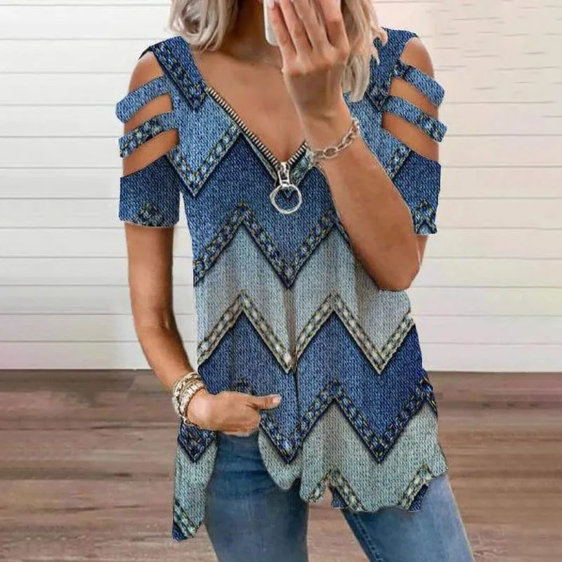 Women's T-Shirt 2021 Summer Fashion Print Floral V-Neck Zipper Tshirt Hollow Pullover Casual Loose Oversize Ladies Top Tee Shirt
Women's T-Shirt 2021 Summer Fashion Print Floral V-Neck Zipper Tshirt Hollow Pullover Casual Loose Oversize Ladies Top Tee Shirt