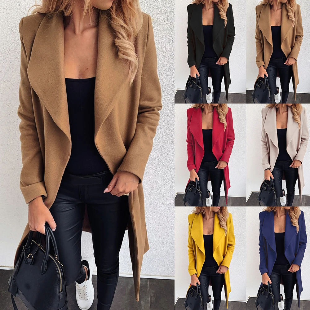 Women's Clothing Woolen Coat Solid Collar Bandage Long Sleeve Ladies Casual Slim Thick Overcoat Outwear Jacket Streetwear
Women's Clothing Woolen Coat Solid Collar Bandage Long Sleeve Ladies Casual Slim Thick Overcoat Outwear Jacket Streetwear