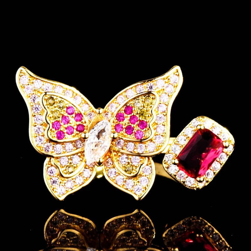 Fine Jewelry Charm Butterfly Resizable Rings Inlay Red AAA Cubic Zirconia Women's Wedding Cocktail Party Luxury Accessories
Fine Jewelry Charm Butterfly Resizable Rings Inlay Red AAA Cubic Zirconia Women's Wedding Cocktail Party Luxury Accessories