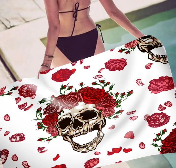 70x150cm Beach Towel Skull Rose Print Beach Towel Microfiber Seaside Swimming Towel Absorbent Quick Dry Bath Towel Fashion Shawl
70x150cm Beach Towel Skull Rose Print Beach Towel Microfiber Seaside Swimming Towel Absorbent Quick Dry Bath Towel Fashion Shawl