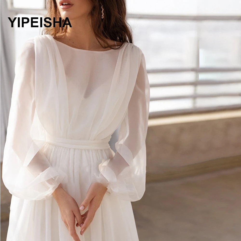 2021 Simple A Line Organza Puff Long Sleeves Wedding Dress Boho Beach Scoop Neck Backless Sweep Train Bridal Gowns
2021 Simple A Line Organza Puff Long Sleeves Wedding Dress Boho Beach Scoop Neck Backless Sweep Train Bridal Gowns
