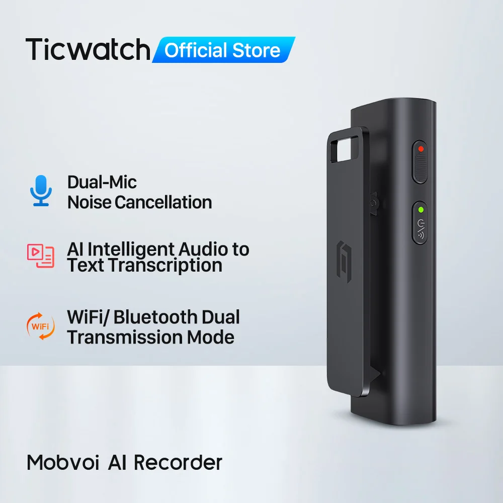 Mobvoi AI Recorder 16GB Mini Audio/Voice/Sound Recorder Audio to Text Transcription Dual-Mic Noise Cancellation Online Editing
Mobvoi AI Recorder 16GB Mini Audio/Voice/Sound Recorder Audio to Text Transcription Dual-Mic Noise Cancellation Online Editing
