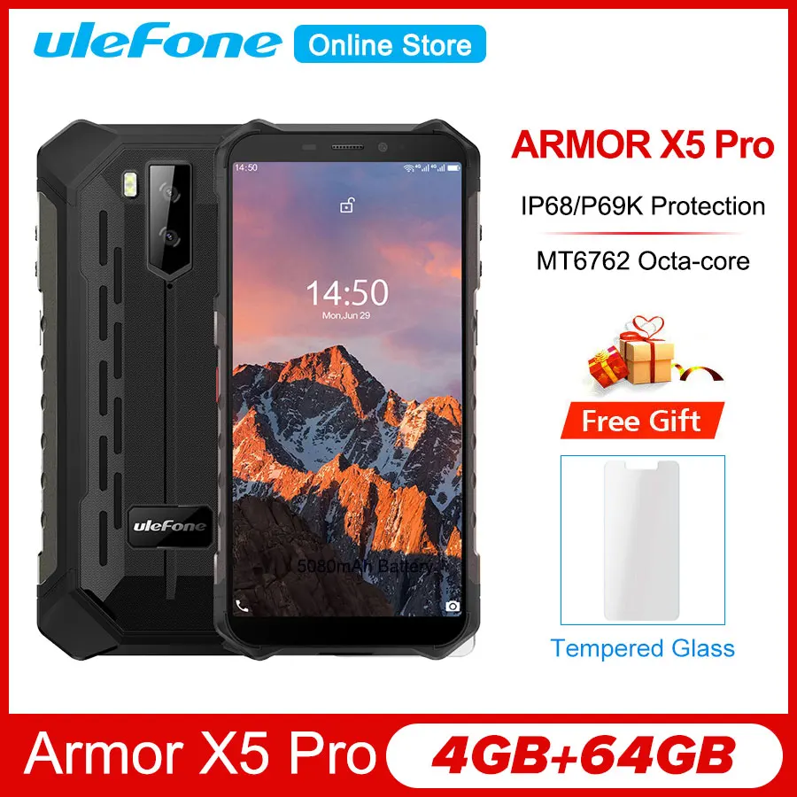 Смартфон Ulefone Armor X5 Pro с защитой от влаги HD + экран 5 дюйма IP68/IP69K 4 Гб 64 ГБ