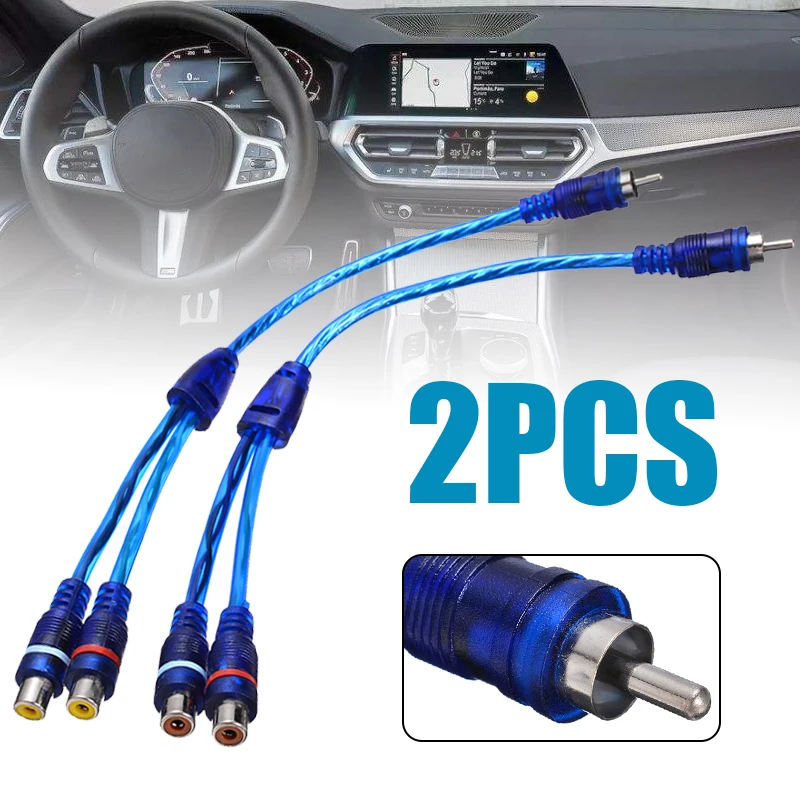 

2pcs New 30cm RCA Mic Audio Cable Y Type Splitter Adapter Cable 1 Male to 2 Female Oxygen Free Copper Cable For Car Home Audio