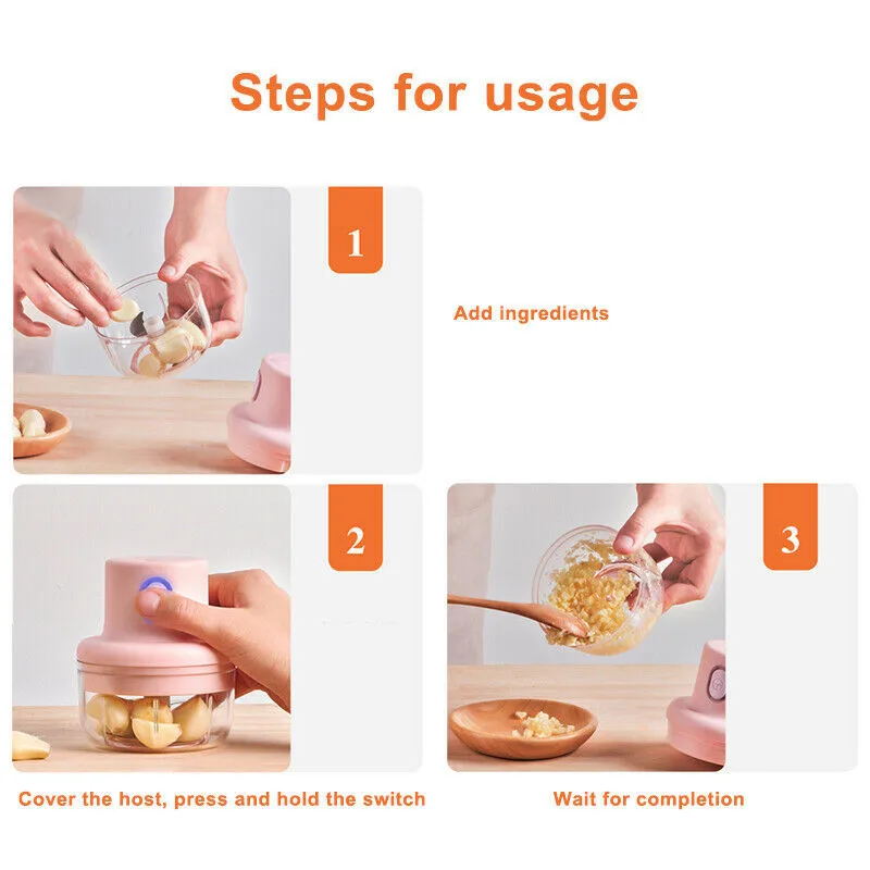Electric garlic masher meat grinder small crusher chopper USB charging garlic crushing ginger crushed fresh pepper
Electric garlic masher meat grinder small crusher chopper USB charging garlic crushing ginger crushed fresh pepper