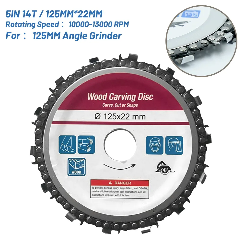 125*22 Mm 5Inch 14 Tooth Angle Grinder Chain Chain Saw Blade Disc Alloy Steel Chainsaw Wheel WoodWooking Cutting Carving Tool
125*22 Mm 5Inch 14 Tooth Angle Grinder Chain Chain Saw Blade Disc Alloy Steel Chainsaw Wheel WoodWooking Cutting Carving Tool