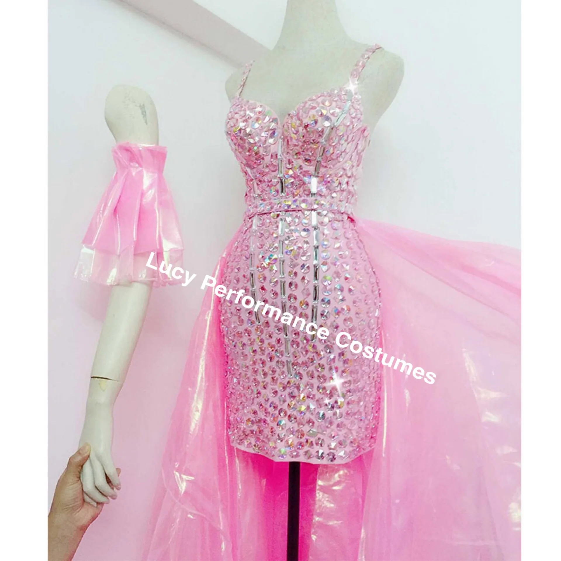 Pink Crystal Dress Trailing Women's Birthday Celebrate Dancer Costumes Nightclub Party sexy Outfit Bar Singer Dresses
Pink Crystal Dress Trailing Women's Birthday Celebrate Dancer Costumes Nightclub Party sexy Outfit Bar Singer Dresses