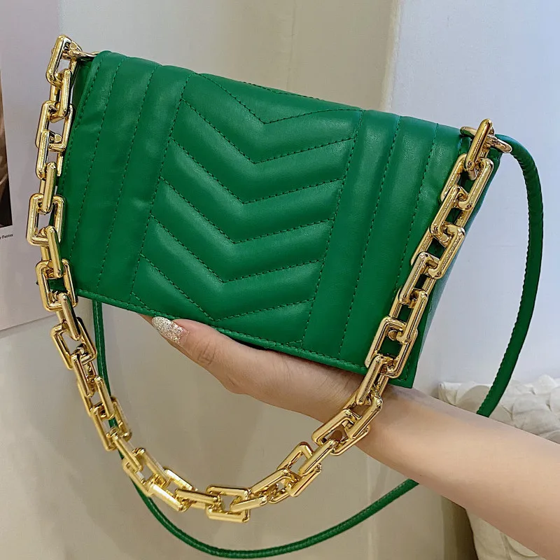 V-line Green Crossbody Bags for Women Thick Chain Shoulder Bag Quilted Leather Messenger Bag Ladys Small Flap All Match Handbags
V-line Green Crossbody Bags for Women Thick Chain Shoulder Bag Quilted Leather Messenger Bag Ladys Small Flap All Match Handbags