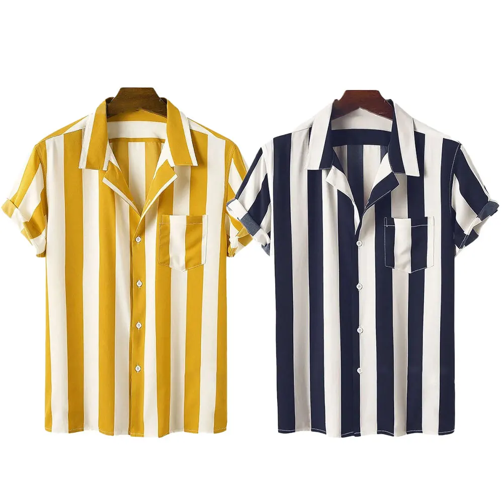 Men Striped Print Turn-down Shirt Beach Top Causal Fashion Out Wear Summer Male Short Sleeve Camisas De Hombre
Men Striped Print Turn-down Shirt Beach Top Causal Fashion Out Wear Summer Male Short Sleeve Camisas De Hombre