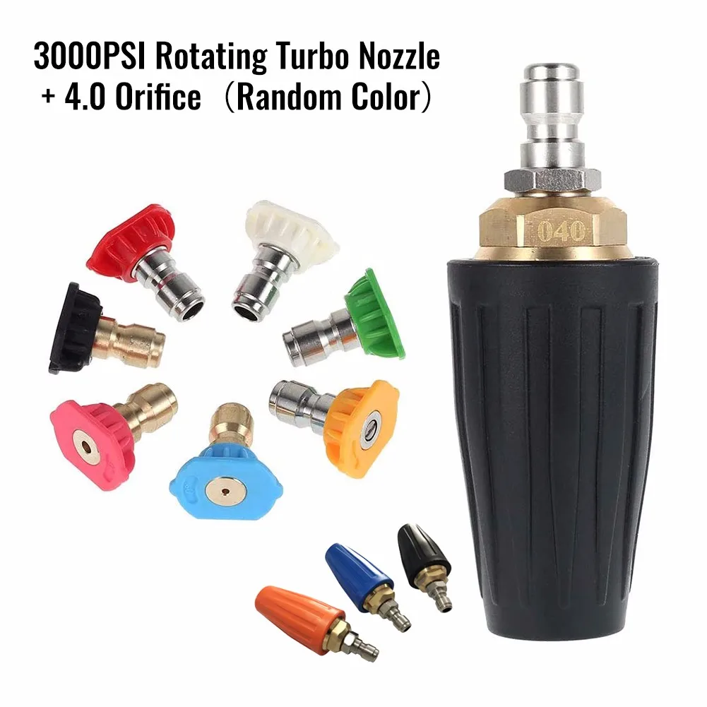0° 15° 25° 40° 65 ° Soap Rinsing Turbo Nozzle 1/4inch 7+1pcs 3000/3600/4000 PSI 4.0 GPM 4.0 Orifice Brass
0° 15° 25° 40° 65 ° Soap Rinsing Turbo Nozzle 1/4inch 7+1pcs 3000/3600/4000 PSI 4.0 GPM 4.0 Orifice Brass