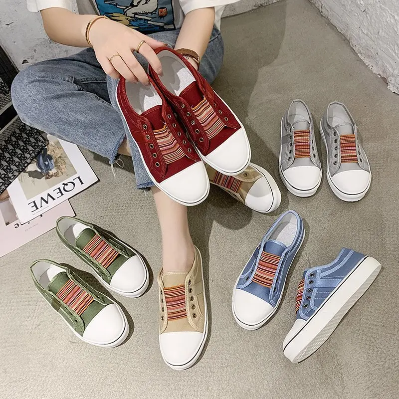 Women's Canvas Shoes Men's Vulcanized Shoes Retro Elastic Band Flat Shoes Couple Casual Shoes Sports Shoes Jogging Fitness Shoes
Women's Canvas Shoes Men's Vulcanized Shoes Retro Elastic Band Flat Shoes Couple Casual Shoes Sports Shoes Jogging Fitness Shoes