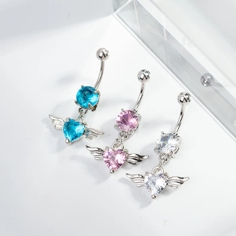1Pc Pink Crystal Heart Wing Navel Ring Stainless Steel Sexy Belly Dangle Bar Rings Women Body Jewelry
1Pc Pink Crystal Heart Wing Navel Ring Stainless Steel Sexy Belly Dangle Bar Rings Women Body Jewelry