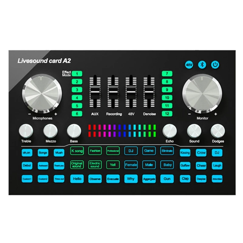 Audio Mixer Bluetooth-compatible Sound Card Sound Board Live Sound DSP Chip AUX Audio Recording Built-in 48V MIc Power
Audio Mixer Bluetooth-compatible Sound Card Sound Board Live Sound DSP Chip AUX Audio Recording Built-in 48V MIc Power