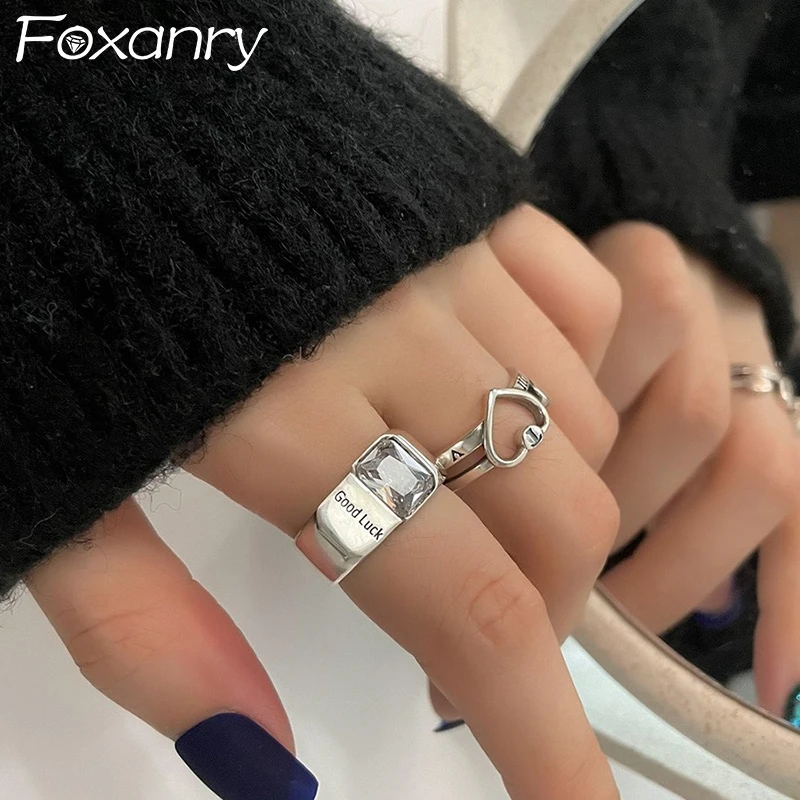 FOXANRY 925 Sterling Silver Zircon Good Luck Rings for Women Vintage Creative Hollow LOVE Heart Ring Set Party Jewelry Gifts
FOXANRY 925 Sterling Silver Zircon Good Luck Rings for Women Vintage Creative Hollow LOVE Heart Ring Set Party Jewelry Gifts