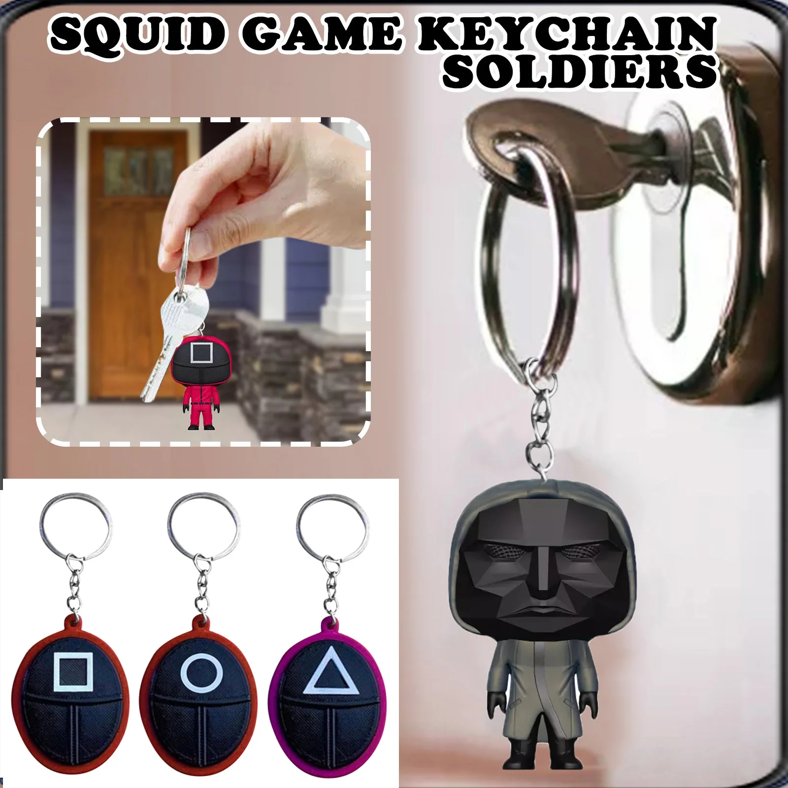 Squid Game Keychain Ornament Soldier Triangle Series Creative Charms 3d Mini Doll Figurine Key Ring Car Backpack Pendant Gift
Squid Game Keychain Ornament Soldier Triangle Series Creative Charms 3d Mini Doll Figurine Key Ring Car Backpack Pendant Gift