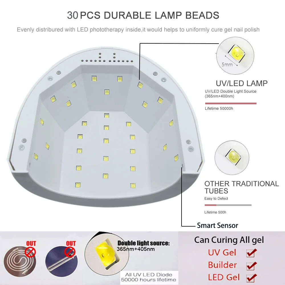 Лампа УФ/LED SUNone для сушки ногтей сушилка гель-лака с датчиком движения