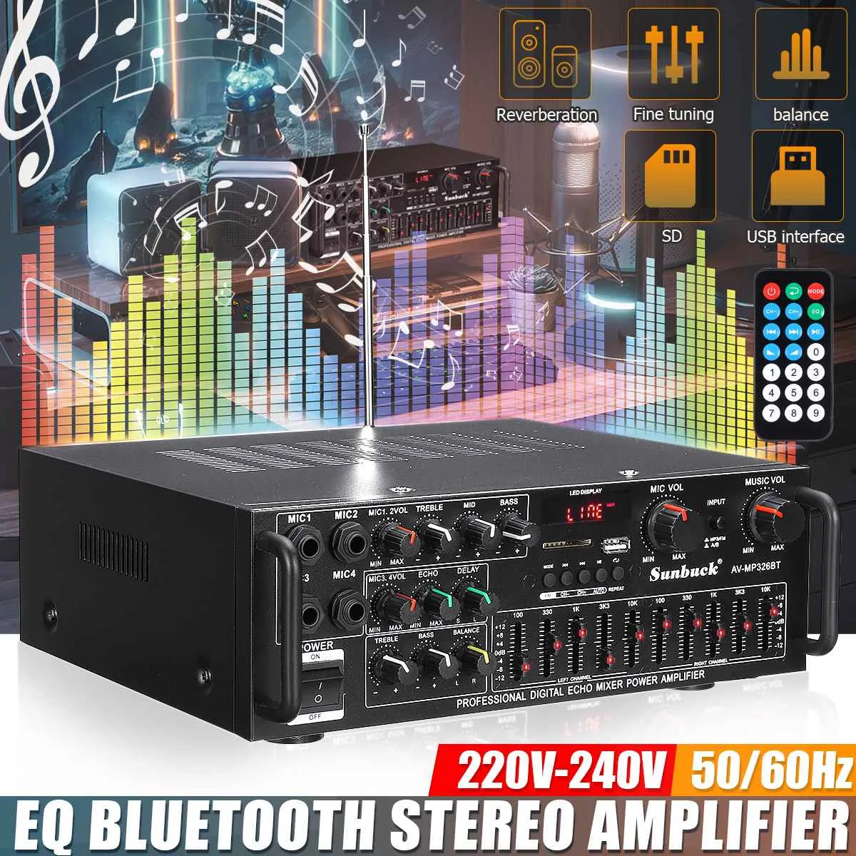 2 Channel Home Bluetooth Amplifiers Home Car Audio Stereo Subwoofer Amplifier Power Audio Amplifier Audio USB SD With Remote
2 Channel Home Bluetooth Amplifiers Home Car Audio Stereo Subwoofer Amplifier Power Audio Amplifier Audio USB SD With Remote
