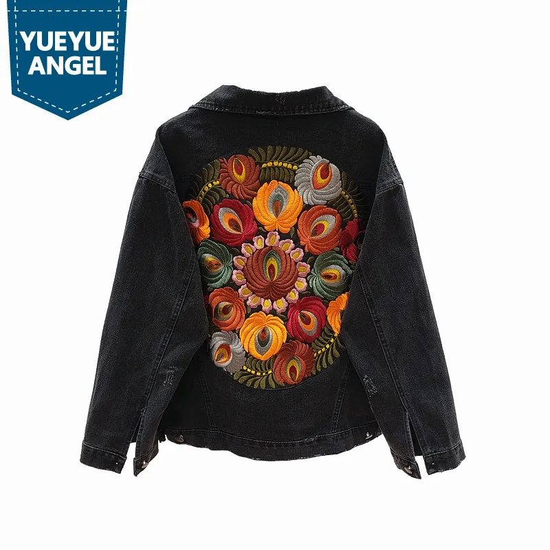 Women Boyfriend Denim Jacket Streetwear Embroidery Flower Loose Fit Jean Jackets Single Breasted Hip Hop Black Outwear Female
Women Boyfriend Denim Jacket Streetwear Embroidery Flower Loose Fit Jean Jackets Single Breasted Hip Hop Black Outwear Female