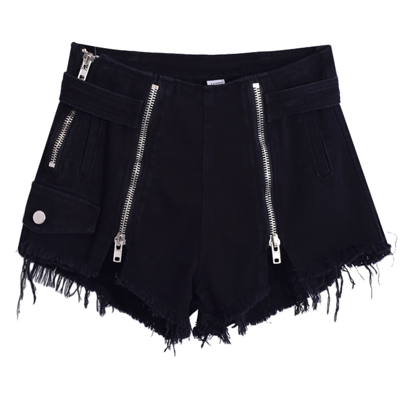 Goth Black Exposed Zip Decoration Fringe High Waist Micro Denim Shorts Women Summer Bench Casual Solid Skinny Sexy Shorts Lady 
Goth Black Exposed Zip Decoration Fringe High Waist Micro Denim Shorts Women Summer Bench Casual Solid Skinny Sexy Shorts Lady