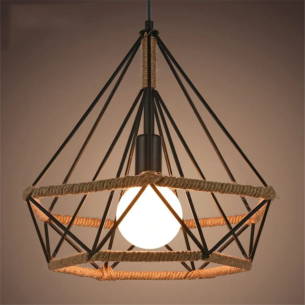 Industrial Vintage Cage Pendant Light Chandelier Retro Loft Pyramid Hemp Rope Lamp Style Cafe Dining restaurant Ceiling Lamp 
Industrial Vintage Cage Pendant Light Chandelier Retro Loft Pyramid Hemp Rope Lamp Style Cafe Dining restaurant Ceiling Lamp