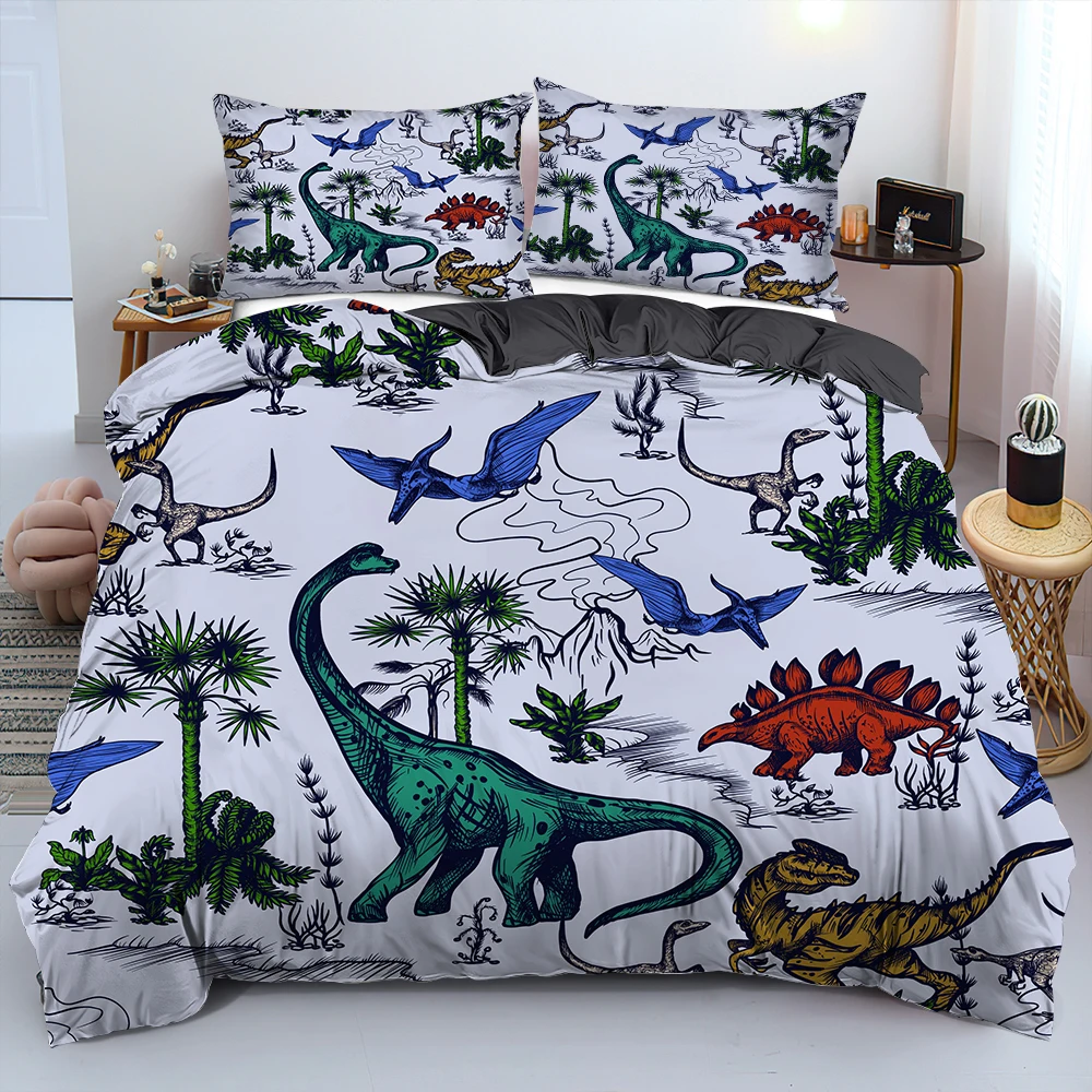 Cartoon Dinosaur Boys Kids 2/3pcs Bedding Set Duvet Cover With 1/2 Pillowcases Queen King Single Bed Qulit Cover Home Textiles 
Cartoon Dinosaur Boys Kids 2/3pcs Bedding Set Duvet Cover With 1/2 Pillowcases Queen King Single Bed Qulit Cover Home Textiles