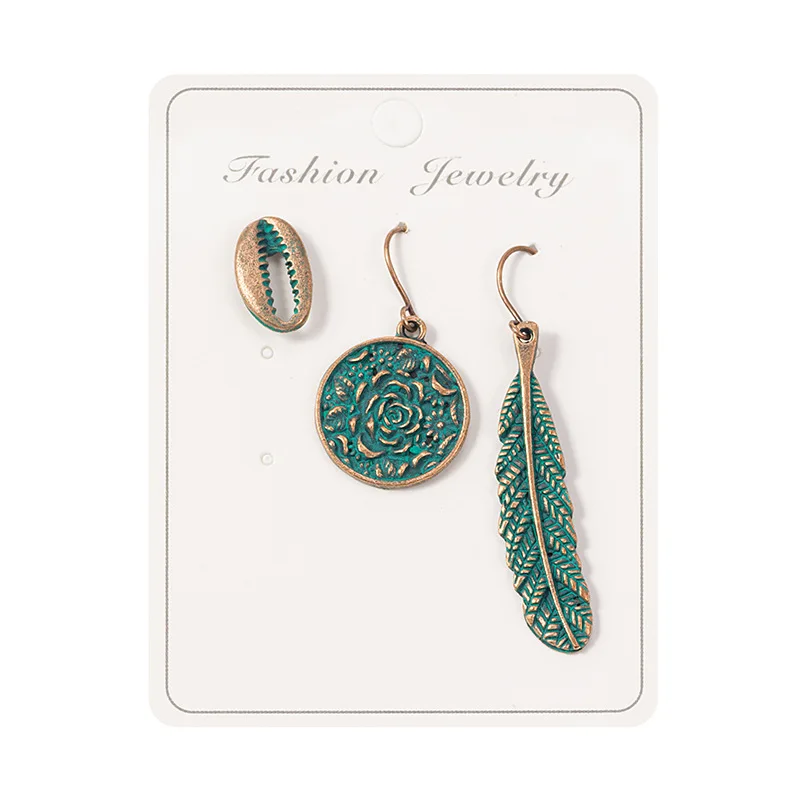 Hot sale alloy shell flower leaf earrings creative retro bronze three-piece earrings 
Hot sale alloy shell flower leaf earrings creative retro bronze three-piece earrings