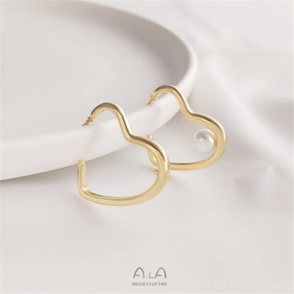 Pearl holder Heart earrings 14K gold plated half hole pearl holder heart shaped earrings 925 silver needle DIY earrings accessor
Pearl holder Heart earrings 14K gold plated half hole pearl holder heart shaped earrings 925 silver needle DIY earrings accessor