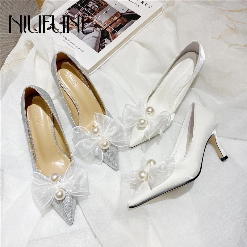 NIUFUNI Bling Wedding Shoes Stiletto High Heels Pointed Bow Lace Mesh Sequin Cloth Satin Women Shoes Elegant Slip-On Fashion Pum
NIUFUNI Bling Wedding Shoes Stiletto High Heels Pointed Bow Lace Mesh Sequin Cloth Satin Women Shoes Elegant Slip-On Fashion Pum