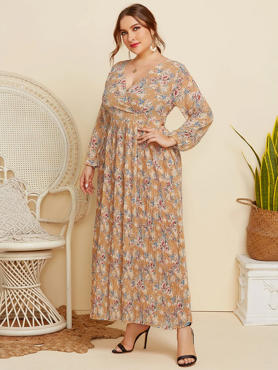 Maxi Dress for Women Summer 2021 Plus Size Floral Sexy V Neck Long Sleeve Empire Swing Elegant Ladies Clothing
Maxi Dress for Women Summer 2021 Plus Size Floral Sexy V Neck Long Sleeve Empire Swing Elegant Ladies Clothing