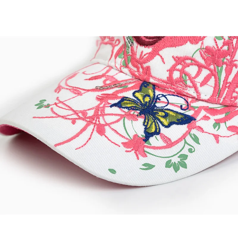 Новинка 2021 Разноцветные бейсболки кепки с бабочками и цветочной вышивкой летние