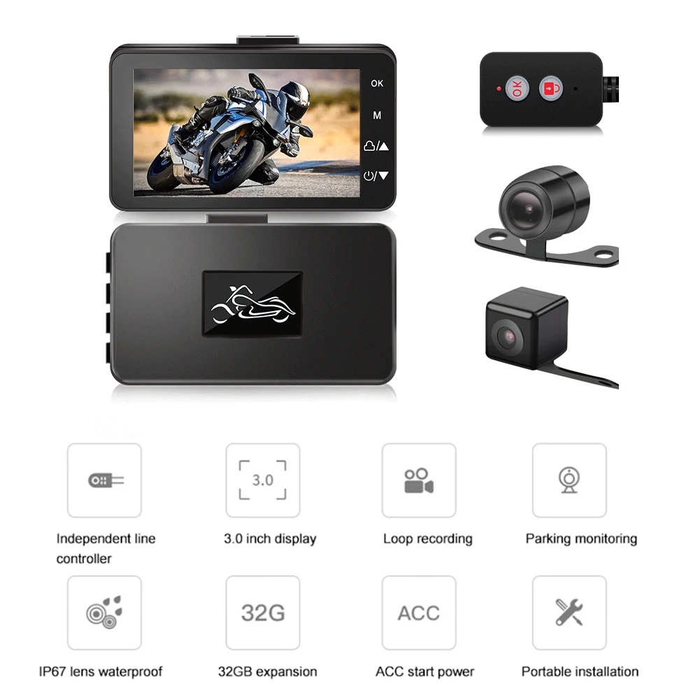 Camera Motorcycle Full HD 1080P Waterproof Night Vision Action DVR Video Cam Front Rear Dual Lenses for Outdoor Sports
Camera Motorcycle Full HD 1080P Waterproof Night Vision Action DVR Video Cam Front Rear Dual Lenses for Outdoor Sports