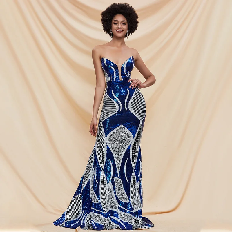 2020 Elegant Strapless Sequins Bodycon Women Maxi Dresses Backless Women Evening Long Dresses
2020 Elegant Strapless Sequins Bodycon Women Maxi Dresses Backless Women Evening Long Dresses