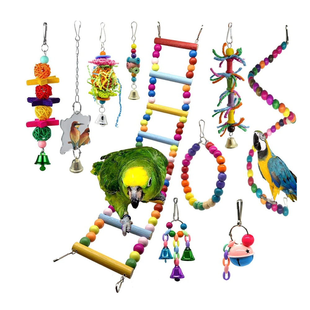 10 Pcs Green Pet Supplies Bird Parrot Training Toys Gnawing Toy Set Birds Stand Playground Accessories Swing Belll Mirror
10 Pcs Green Pet Supplies Bird Parrot Training Toys Gnawing Toy Set Birds Stand Playground Accessories Swing Belll Mirror