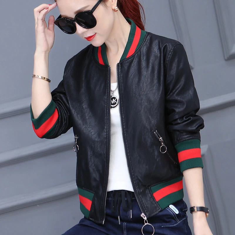 HYHY Female Leather Jacket Baseball Uniform Short Coat Collar Pu Cultivate One's Morality Black Red Cool Fall Winter New 2022
HYHY Female Leather Jacket Baseball Uniform Short Coat Collar Pu Cultivate One's Morality Black Red Cool Fall Winter New 2022