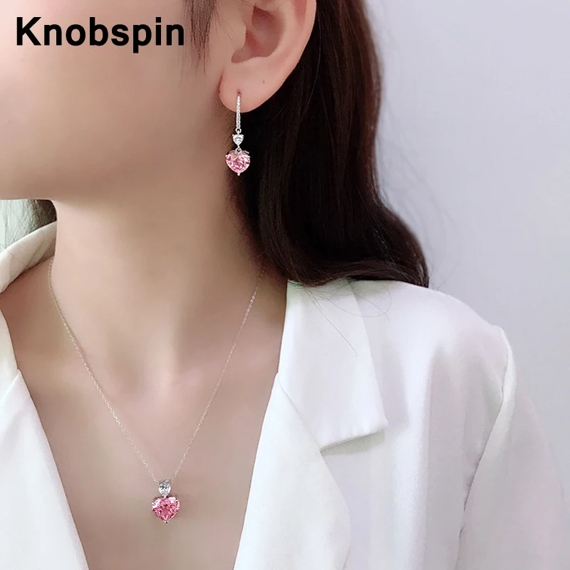 Knobspin High Carbon Diamond Sweet Heart Pink Yellow Necklaces Earrings For Women Wedding Party Fine Jewelry
Knobspin High Carbon Diamond Sweet Heart Pink Yellow Necklaces Earrings For Women Wedding Party Fine Jewelry