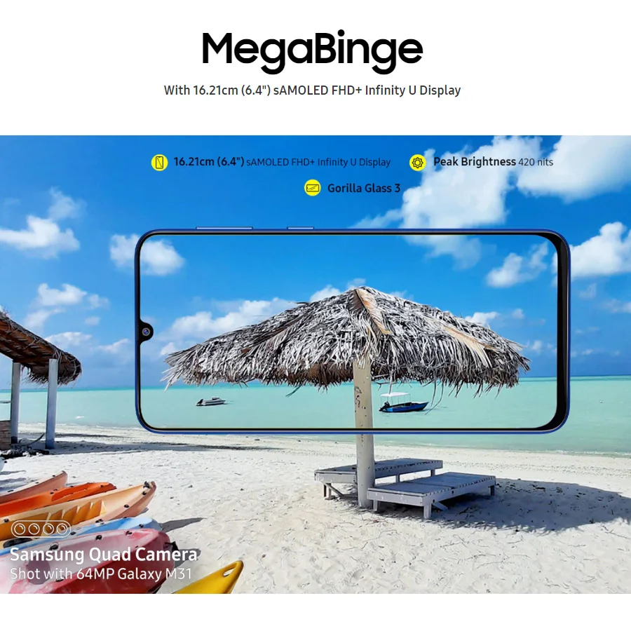 Global Version Samsung Galaxy M31 M315F/DSN Mobile Phone 6GB 128GB OctaCore 6.4"1080x2340P 6000mAh 48MP NFC Android10 Smartphone
Global Version Samsung Galaxy M31 M315F/DSN Mobile Phone 6GB 128GB OctaCore 6.4"1080x2340P 6000mAh 48MP NFC Android10 Smartphone