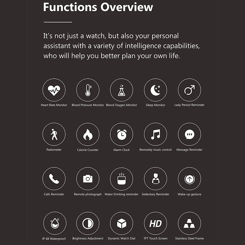 Smart bracelet health heart rate blood pressure blood oxygen sleep monitoring men women sports watch Smartwatch for iOS Android
Smart bracelet health heart rate blood pressure blood oxygen sleep monitoring men women sports watch Smartwatch for iOS Android