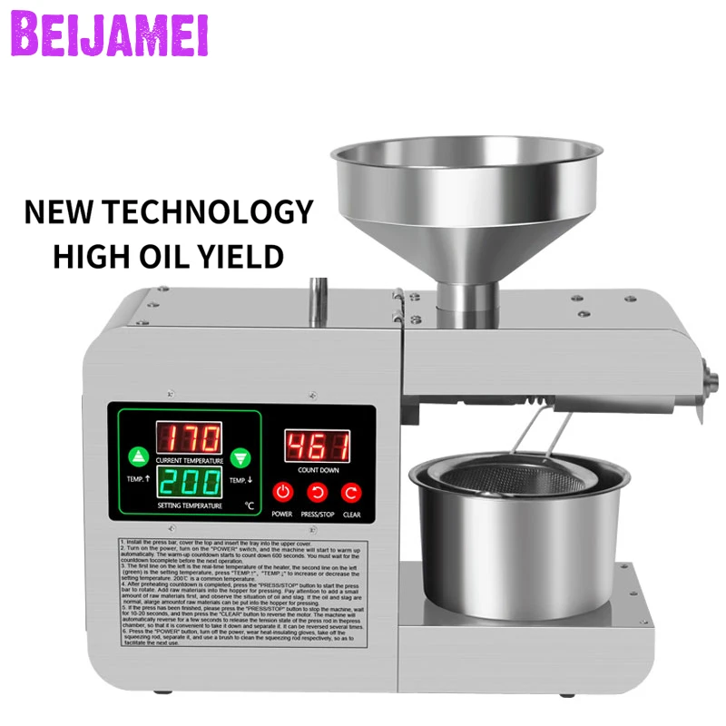 BEIJAMEI Automatic Household FLaxseed Oil Extractor Small Peanut Oil Press Machine Cold Press Oil 
BEIJAMEI Automatic Household FLaxseed Oil Extractor Small Peanut Oil Press Machine Cold Press Oil