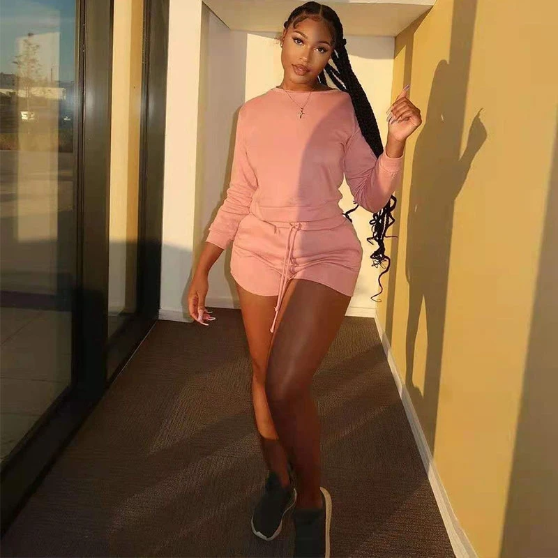 Two Piece Set Long Sleeve Sweatshirts Tops Lace Up Shorts Trendy Clothes for Women Fall Outfits Tracksuit Matching Sets 
Two Piece Set Long Sleeve Sweatshirts Tops Lace Up Shorts Trendy Clothes for Women Fall Outfits Tracksuit Matching Sets