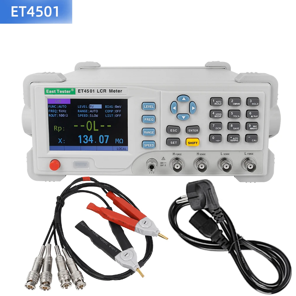 Настольный LCR тестер ET4501 110 В/220 В, настольный цифровой мост 10 Гц ~ 100 кГц 1 Гц, непрерывно регулируемая частота ET4502 ET4510
Настольный LCR тестер ET4501 110 В/220 В, настольный цифровой мост 10 Гц ~ 100 кГц 1 Гц, непрерывно регулируемая частота ET4502 ET4510