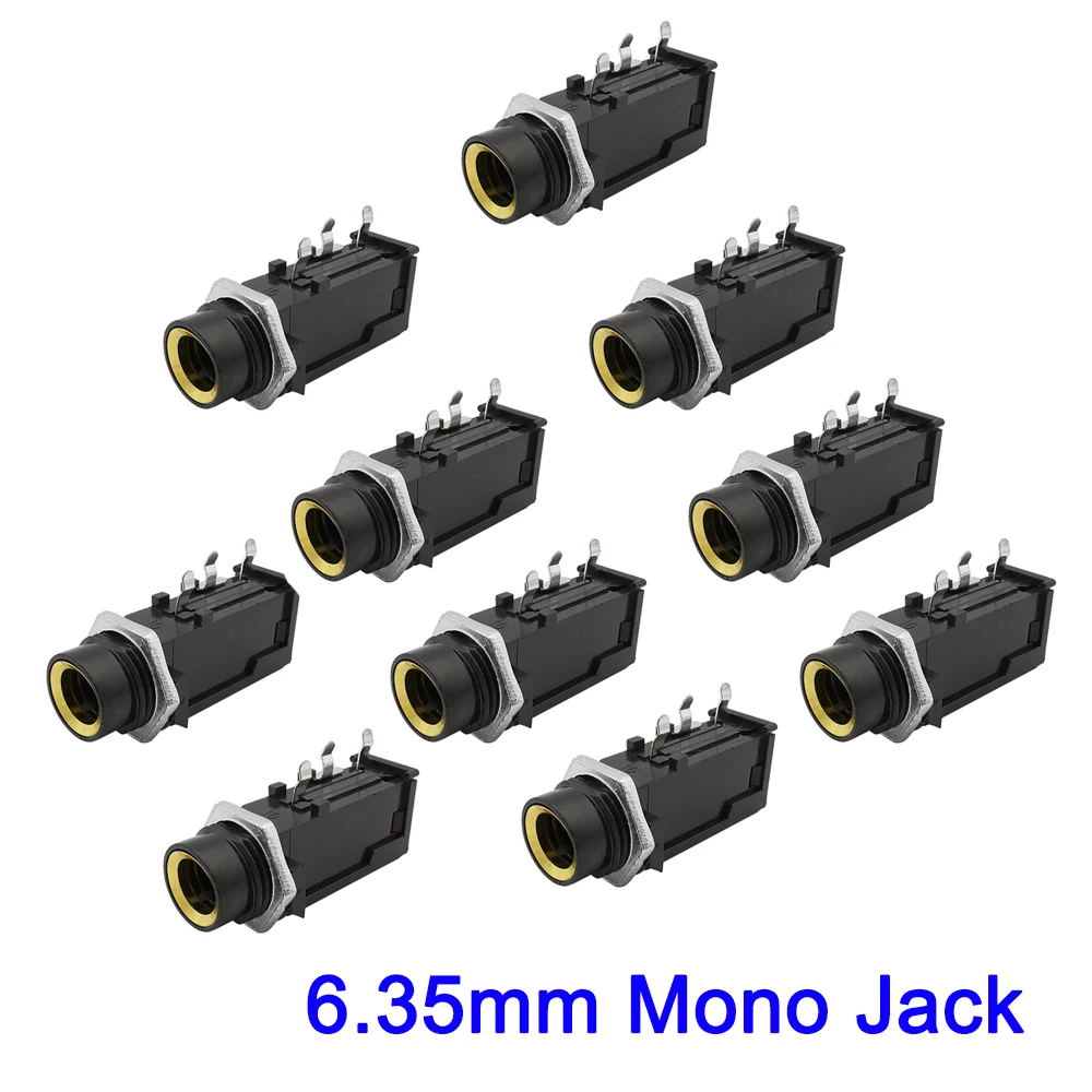 10 шт./лот 6 35 мм разъем для аудиоразъема динамика 1/4 дюйма моно гнездо PCB панель