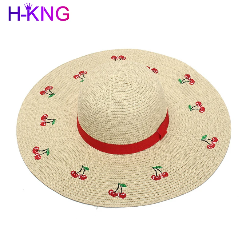 Летние женские туфли в пасторальном Стиль вышитые большие карнизы Зонт соломенная шляпа с вышивкой вишенок на праздник шляпа от солнца 
Летние женские туфли в пасторальном Стиль вышитые большие карнизы Зонт соломенная шляпа с вышивкой вишенок на праздник шляпа от солнца