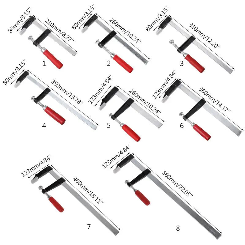 G6KA Heavy Duty F-Clamp Bar Clip Clamp For Woodworking High Strength Wood Clamping Carpenter DIY Hand Tool 8 Sizes
G6KA Heavy Duty F-Clamp Bar Clip Clamp For Woodworking High Strength Wood Clamping Carpenter DIY Hand Tool 8 Sizes