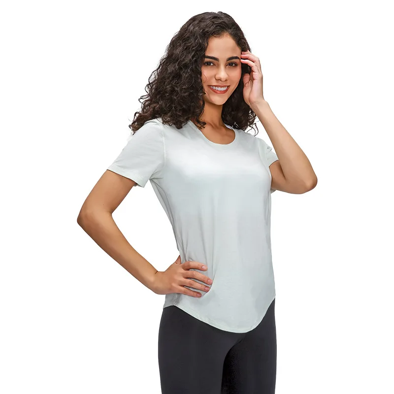 The new summer pure color yoga short sleeve light cotton moisture absorption sweat running sports fitness blouse women
The new summer pure color yoga short sleeve light cotton moisture absorption sweat running sports fitness blouse women