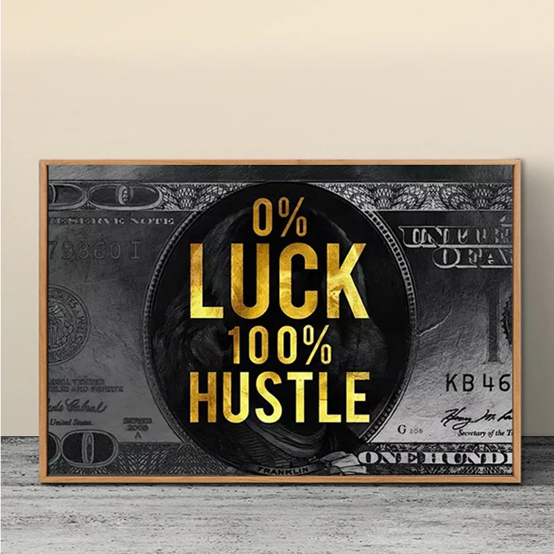 0% luck 100% Картина на холсте с изображением суеты денег вдохновляющие цитаты